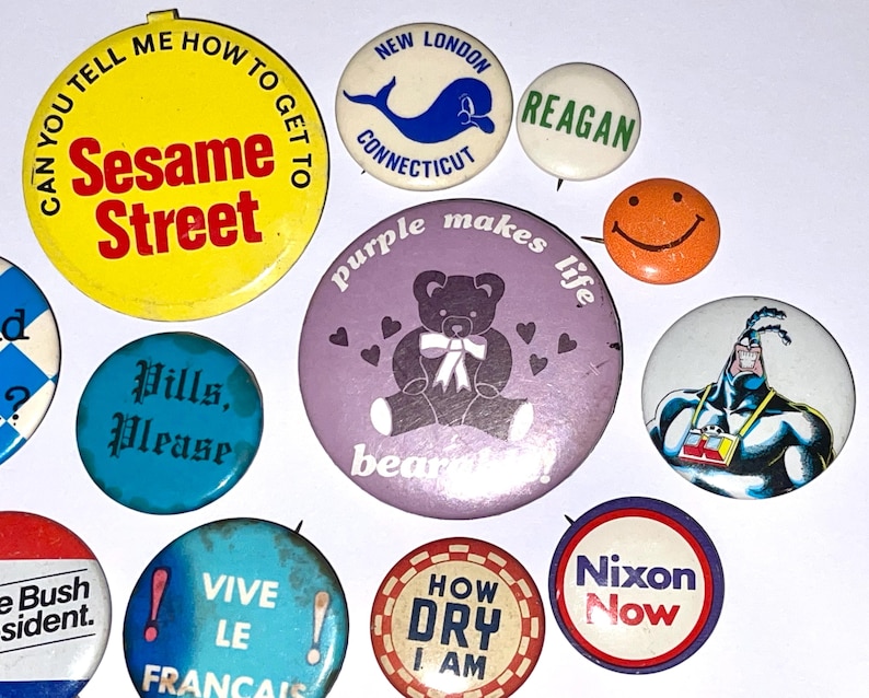 Vintage Pin-back Buttons: 1970s-80s - Etsy