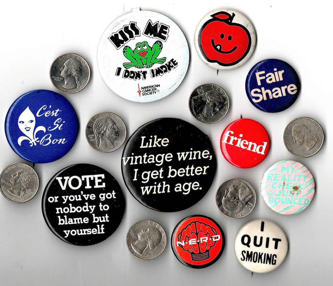 Vintage Pin Back Buttons : 1970s-2000s - Etsy