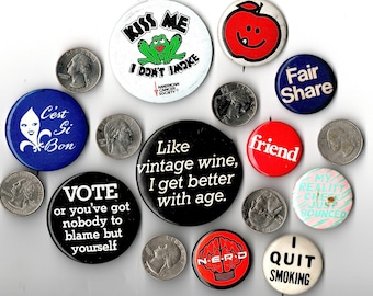 Vintage Pin Back Buttons : 1970s-2000s