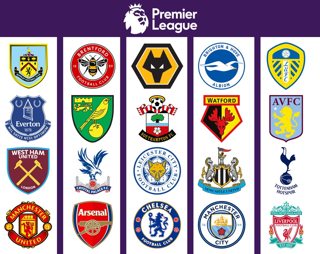 Premier League Football Team Logos in Vector Format - Etsy UK