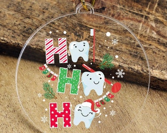 White Tooth Christmas Ornament, Acrylic Teeth Bauble, Dental Hygienist & Dentist Gift, Dental Clinic Decor