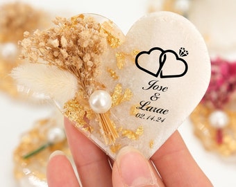Wedding Magnet,Personalized Magnet Favor Epoxy Magnet,Engagement Gift,Bridal Shower Favors,Dried Flower Magnet for Guest,Bulk Wedding Gifts