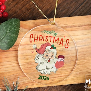 Merry Christmas Dr Pepper Santa Ornament, Soda Lover Xmas Gift