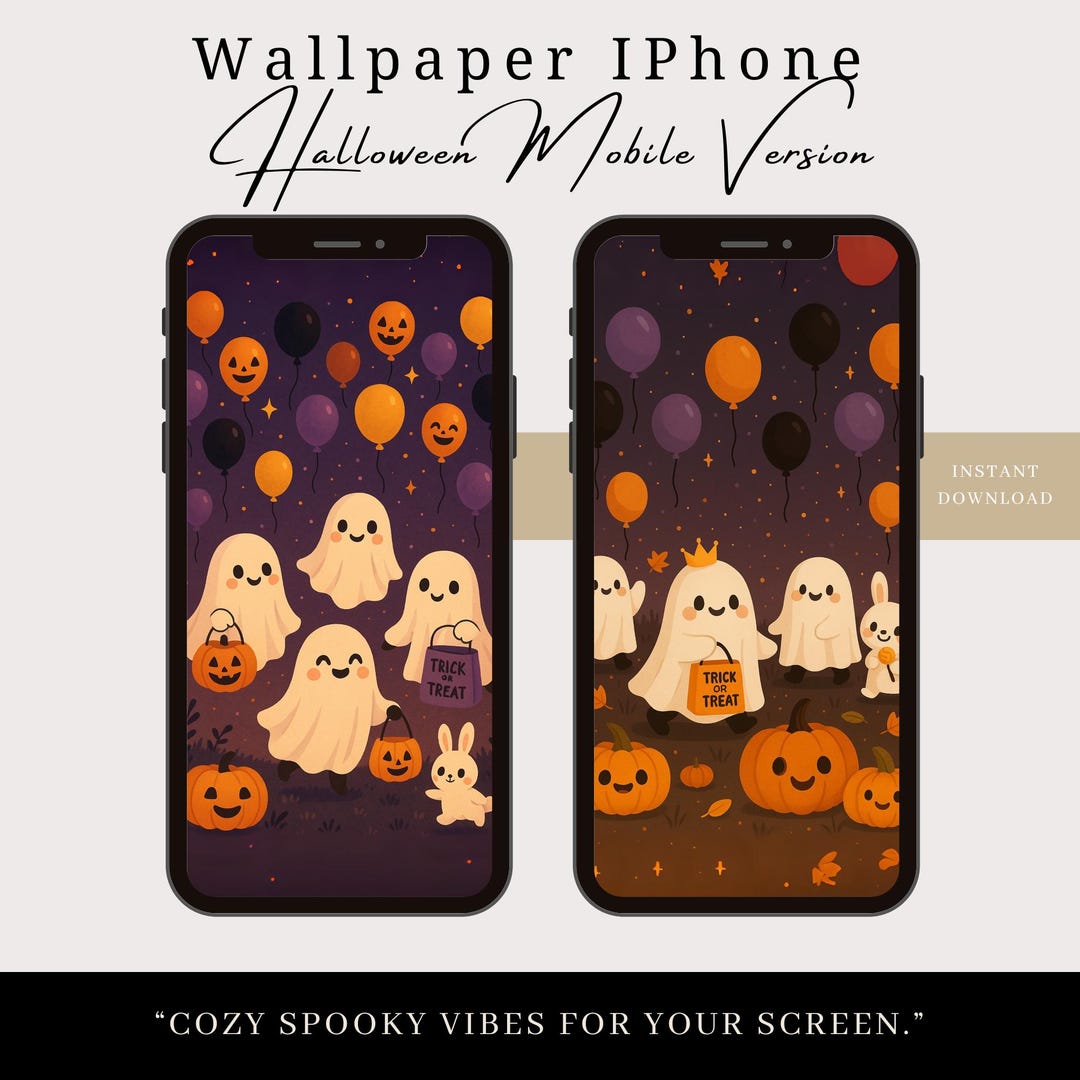 Halloween Spooky Pumpkin iPhone Wallpaper Set | Cozy Glow Digital Art ...