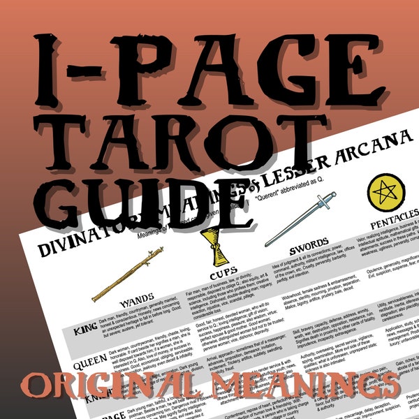 One-Page Tarot Cheat Sheet Original Rider-Waite Meanings Single Page Reference Guide Minor Arcana Download & Print PDF FREE SPREAD