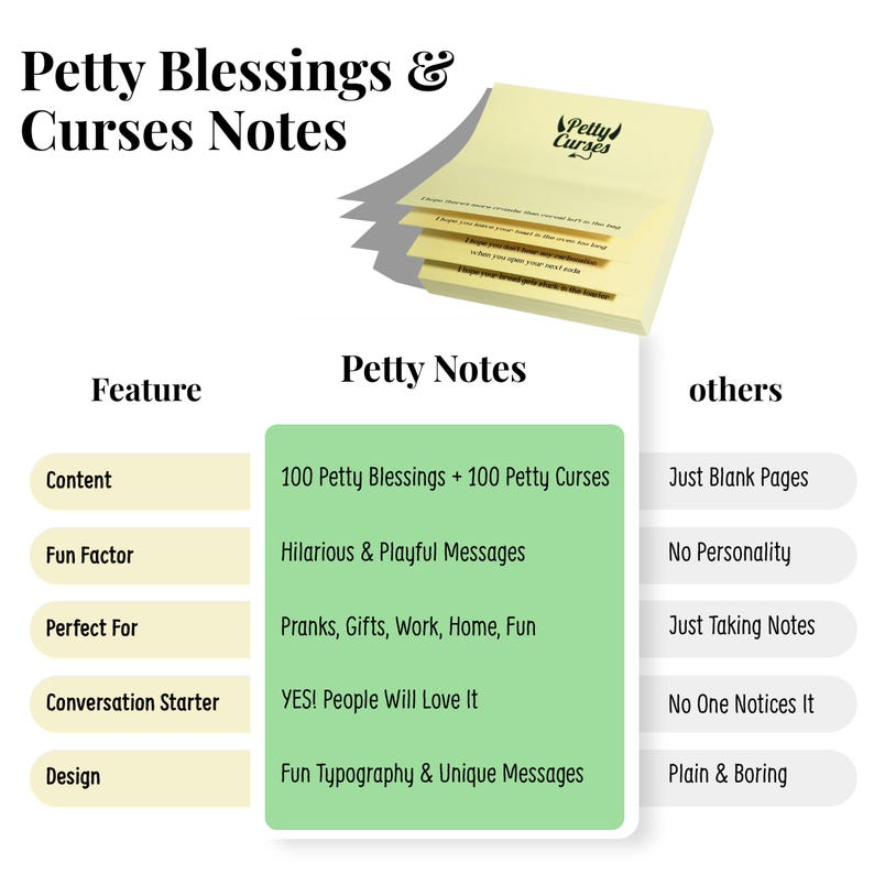 Funny Petty Blessings & Curses Sticky Notes - Gag Gift image 9