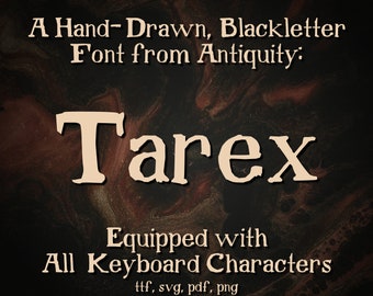 Vintage Blackletter Font, Antique Hand-drawn Gothic Serif Font for Download, Old Medieval Font for Commercial Use with Procreate Cricut