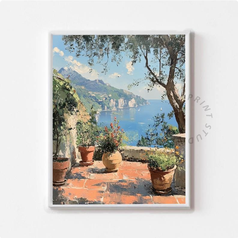 Rustic Mediterranean Terrace Garden - Printable Coastal Summer
