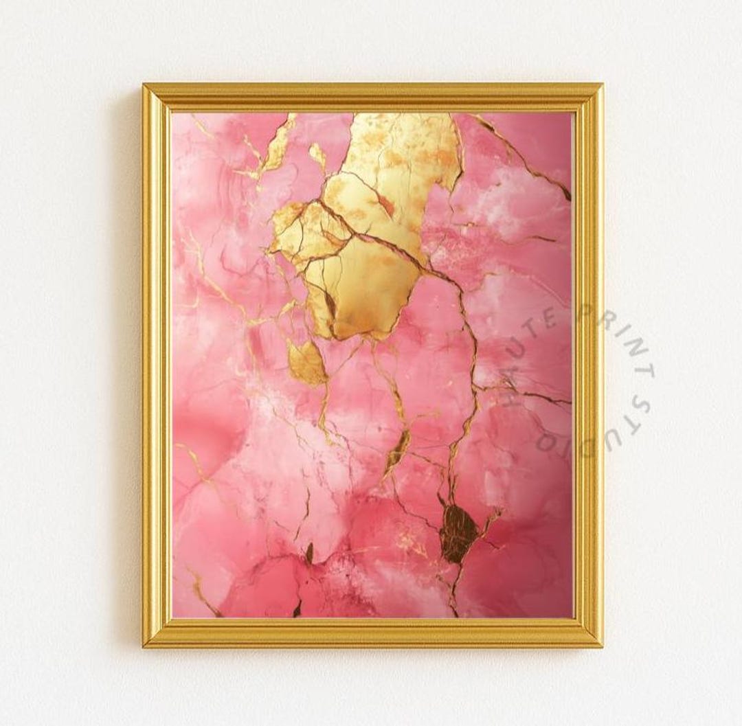 Pink Gold Marble Digital Print - Abstract Wall Art 1410 - Etsy