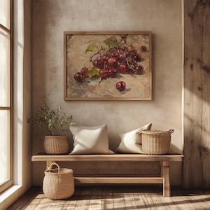 Rustic Cherries Still Life Painting - Cottagecore Fruit Art, Vintage Kitchen Wall Decor, Printable Country Decor, Botanical Art Print 14