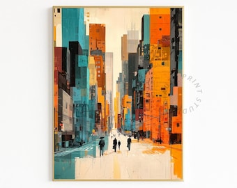 Abstract City Street Digital Print - Modern Urban Architecture Art 1454
