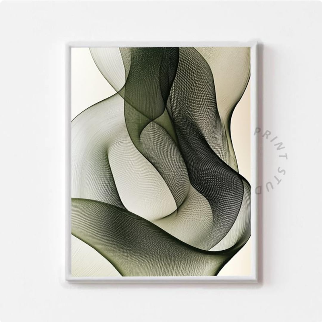 Modern Minimalist Wall Art - Neutral Abstract Flowing Ribbons ...