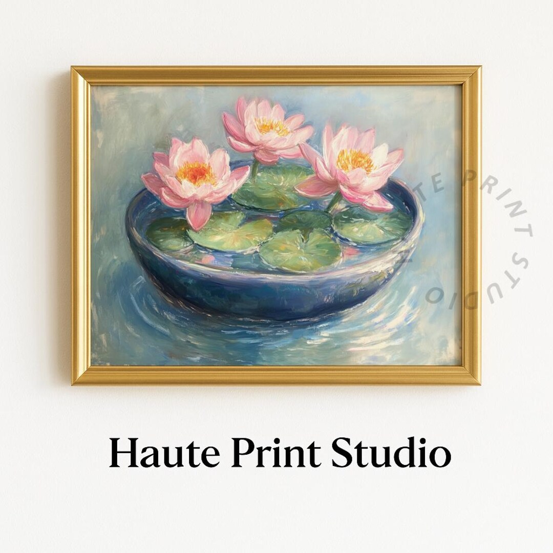 Pastel Lotus Flower Still Life - Printable Vintage Wall Art, Rustic ...