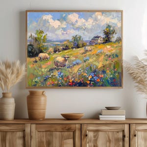 Vintage Sommerwiese mit Wildblumen - Rustikale Ölmalerei, Cottagecore Blumenlandschaft, Pastorale Wandkunst, druckbares Dekor 32