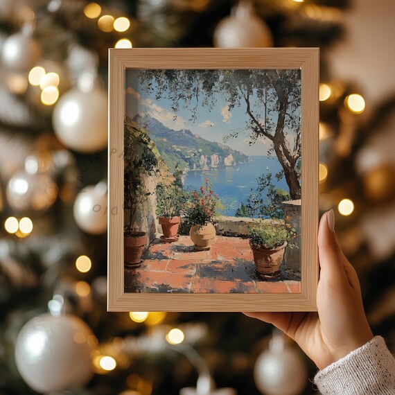 Rustic Mediterranean Terrace Garden - Printable Coastal Summer