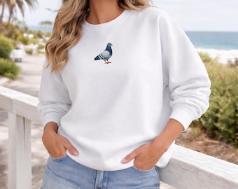 Pigeon Embroidered Sweatshirt, Funny Farm Animal Crewneck, Gift for pigeon Lovers, Cozy Country Farm Jumper