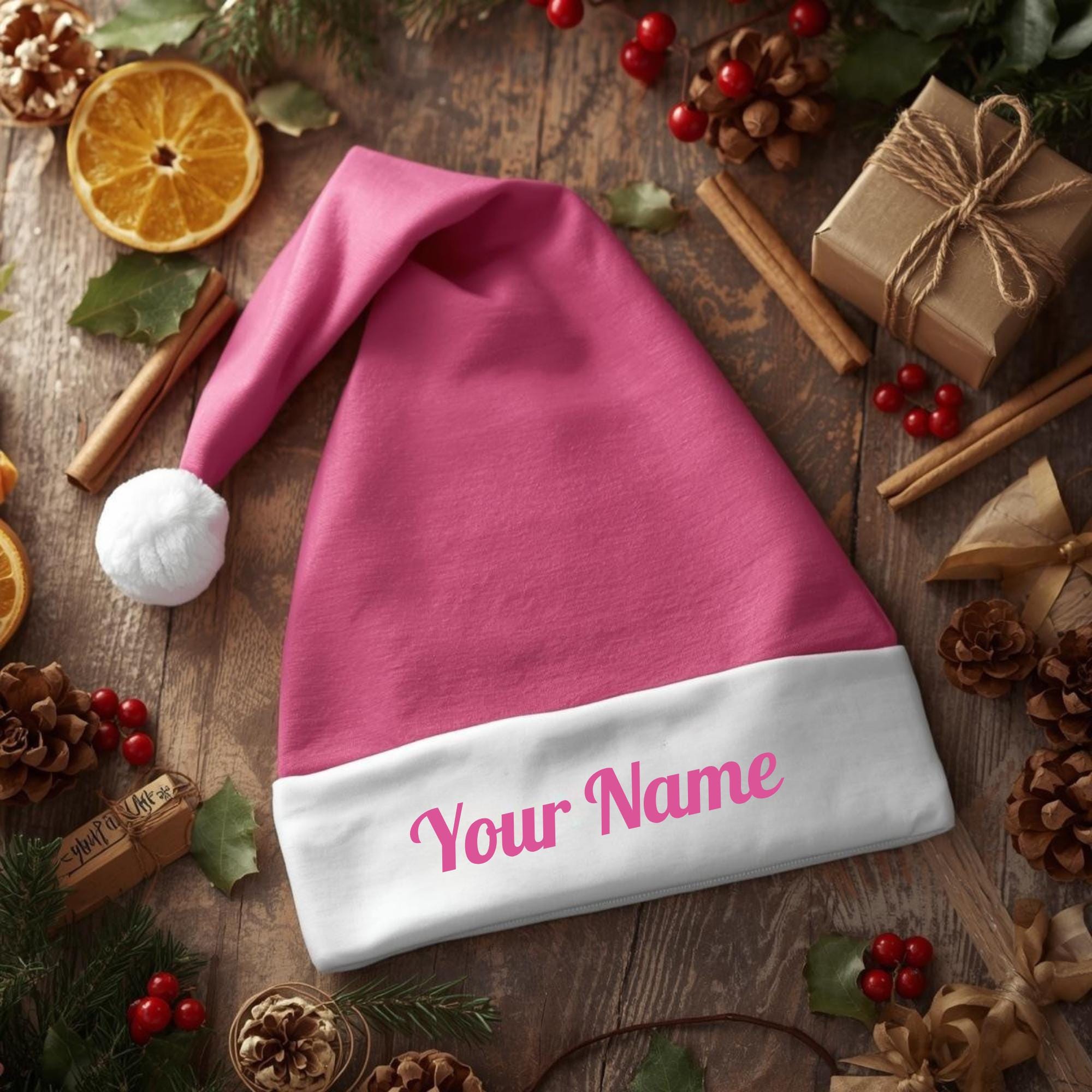 Custom made Pink Christmas hat Beistle Christmas Santa Hat - cerise – Bulk Party Supplies main image 3