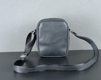 Personalized Small Leather Crossbody Bag, Handmade Slim Shoulder Bag