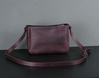 Handgefertigte Leder Crossbody Bag, personalisierte Full Grain Geldbörse
