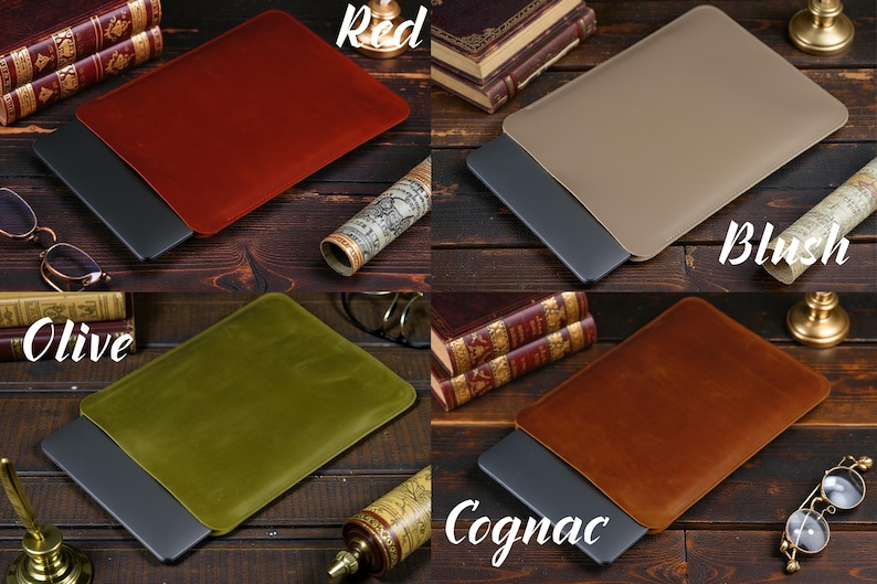 Funda de cuero para MacBook – Funda para portátil Air Pro de 13", 14", 15" y 16" M1, M2 y M3 – Funda de cuero personalizada y hecha a mano – Regalo personalizado imagen 6