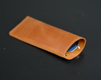 Handmade Full-Grain Leather Glasses Case, Personalized Eyewear Sleeve