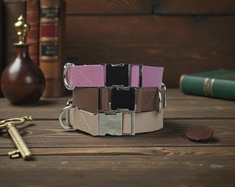 Personalized Full Grain Leather Dog Collar, Handmade Custom Pet Collar