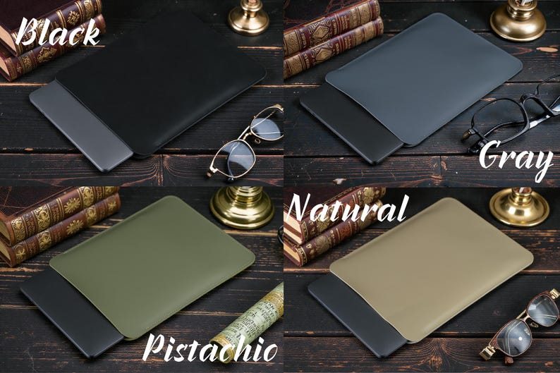 Funda de cuero para MacBook – Funda para portátil Air Pro de 13", 14", 15" y 16" M1, M2 y M3 – Funda de cuero personalizada y hecha a mano – Regalo personalizado imagen 5
