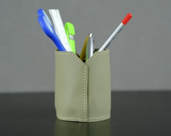 Handmade Leather Pencil Holder, Personalized Desk Organizer