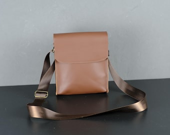 Handmade Leather Messenger Bag, Compact Crossbody Shoulder Bag, Personalized Gift