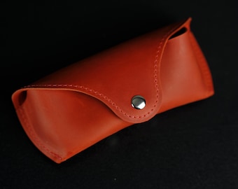 Handmade Leather Glasses Case, Personalized Eyeglass Sleeve