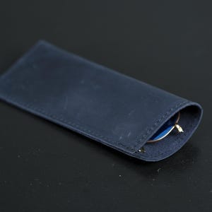 Personalized Leather Glasses Case, Handmade Sunglasses Pouch, Genuine Leather Eyewear Case, Slim Custom Glasses Holder, Gift for Him or Her
