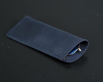 Personalized Leather Glasses Case, Handmade Full-Grain Sunglasses Pouch
