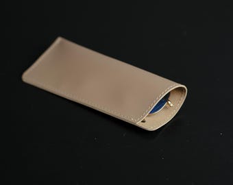 Handmade Full Grain Leather Sunglasses Holder, Real Leather Eyeglass Sleeve, Slim Glasses Organizer, Travel Glasses Case,Gift for Him or Her