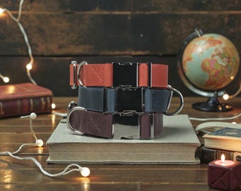 Custom Leather Dog Collar – Personalized Engraved Name, Handmade