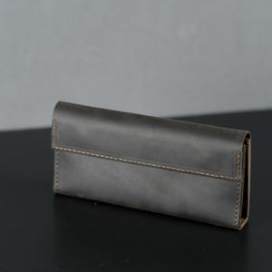Personalized Leather Wallet, Handmade Long Leather Wallet with Magnetic Closure, Custom Leather Purse, Large Vintage Wallet, Unique Gift