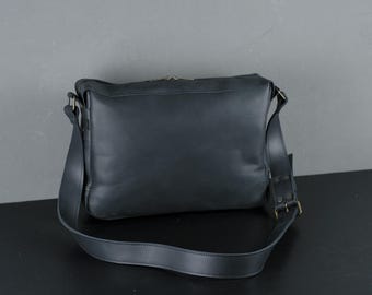 Personalized Full Grain Leather Messenger Bag – Handmade Crossbody Satchel