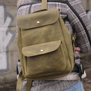 Zaino da college personalizzato da donna, zaino in pelle da donna, regalo personalizzato, zaino casual in pelle, borsa minimalista, zaini piccoli