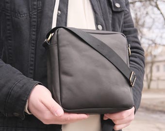 Personalized Leather Crossbody Bag for Men, Handmade Crazy Horse Satchel