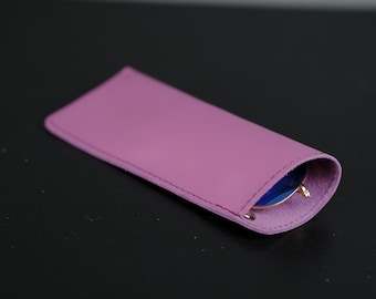 Handmade Full-Grain Leather Glasses Sleeve, Personalized Eyewear Case