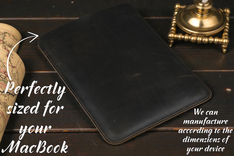 Funda de cuero para MacBook – Funda para portátil Air Pro de 13", 14", 15" y 16" M1, M2 y M3 – Funda de cuero personalizada y hecha a mano – Regalo personalizado imagen 4