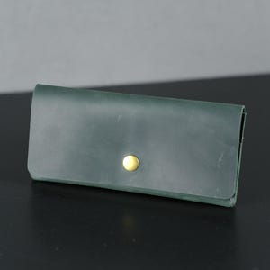 Personalisierte Leder Geldbörse, Handgefertigte schlanke Leder Lange Geldbörse mit Knopfverschluss, Benutzerdefinierte Leder Geldbörse, Einzigartige Vintage Geschenkidee