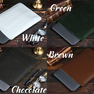 Funda de cuero para MacBook – Funda para portátil Air Pro de 13", 14", 15" y 16" M1, M2 y M3 – Funda de cuero personalizada y hecha a mano – Regalo personalizado imagen 2
