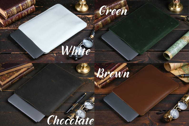 Funda de cuero para MacBook – Funda para portátil Air Pro de 13", 14", 15" y 16" M1, M2 y M3 – Funda de cuero personalizada y hecha a mano – Regalo personalizado imagen 2