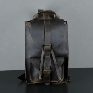 Personalized Handmade Leather Backpack for Women, Vintage Crazy Horse Leather Rucksack, Custom Everyday Leather Bag, Gift for Her