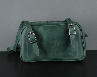Gepersonaliseerde volnerf leren crossbodytas - handgemaakte tas voor dagelijks gebruik
