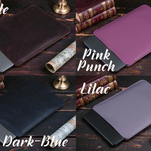 Funda de cuero para MacBook – Funda para portátil Air Pro de 13", 14", 15" y 16" M1, M2 y M3 – Funda de cuero personalizada y hecha a mano – Regalo personalizado imagen 3