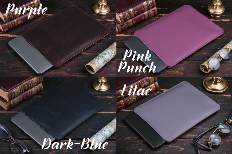 Funda de cuero para MacBook – Funda para portátil Air Pro de 13", 14", 15" y 16" M1, M2 y M3 – Funda de cuero personalizada y hecha a mano – Regalo personalizado imagen 3