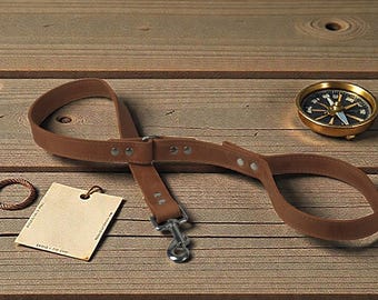 Personalized Full Grain Leather Dog Leash, Handmade Pet Lead