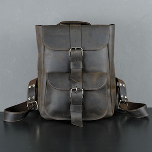 Personalized Handmade Leather Backpack for Women, Vintage Crazy Horse Leather Rucksack, Custom Everyday Travel Backpack, Gift for Her