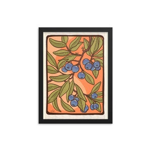 30,5x40,5 cm Poster mit Rahmen - Blaubeerstrauch - Botanisches Blumen Modernes Bauernhaus Dekor Geschenk